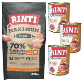 RINTI MAX-I-MUM Chicken z kurczakiem 12 kg + Kennerfleisch Chicken kurczak karma mokra 3x400 g