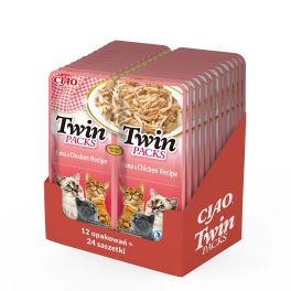 INABA Twin Tuńczyk z kurczakiem w bulionie dla kotów 24x40 g