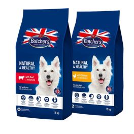 BUTCHER'S Natural&Healthy Mix smaków dla psa z kurczakiem i wołowiną 2 x 15 kg