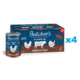 BUTCHER'S Original Recipe in gravy Mix smaków z warzywami 4x6x400 g kawałki w sosie z wołowiną, z indykiem i z kurczakiem dla psa