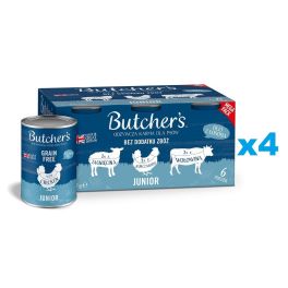 BUTCHER'S Original Junior Recipe in jelly Mix smaków 4x6x400 g kawałki w galaretce z jagnięciną, z kurczakiem i z wołowiną dla szczeniąt