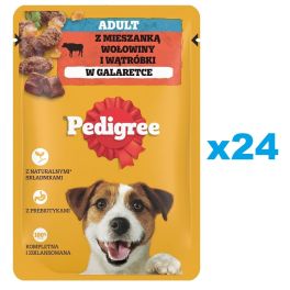 PEDIGREE Adult saszetka 24x100 g mokra karma pełnoporcjowa dla dorosłych psów, z mieszanką wołowiny i wątróbki, w galaretce