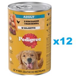 PEDIGREE Adult puszka 12x1200g mokra karma pełnoporcjowa dla dorosłych psów z kurczakiem i marchewką w galaretce