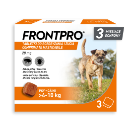 FRONTPRO >4-10 kg M 3 tabletki na kleszcze i pchły do żucia dla psów