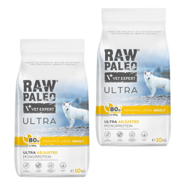 RAW PALEO Ultra Turkey Medium&Large Adult 20 kg (2 x 10 kg) dla psów dorosłych ras średnich i dużych indyk