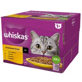 WHISKAS Adult Drobiowa Uczta w sosie 24x85 g kawałki z kurczakiem, kaczką, drobiem, indykiem dla dorosłych kotów