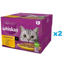 WHISKAS Adult Drobiowa Uczta w sosie 48x85 g kawałki z kurczakiem, kaczką, drobiem, indykiem dla dorosłych kotów