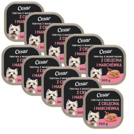 CESAR Teryna z Warzywami 10x300 g z mokra karma dla psa z cielęciną i marchewką
