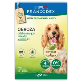 FRANCODEX Obroża dla średnich psów od 10 kg do 20 kg odstraszająca insekty - 4 miesiące ochrony, 60 cm