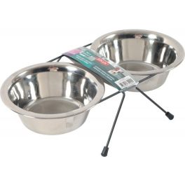ZOLUX Zestaw 2 miski Inox 700 ml plus stojak metalowy