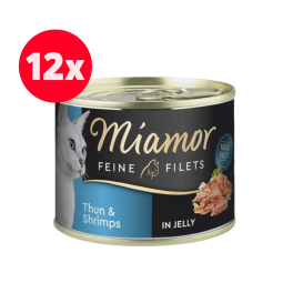 MIAMOR Feline Filets Tuńczyk i krewetki w galaretce 12 x 185 g
