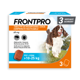 FRONTPRO >10-25 kg L 3 tabletki na kleszcze i pchły do żucia dla psów