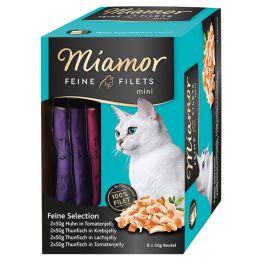 MIAMOR Feine Filets Mini Multibox w galaretce 8 x 50 g kurczak i tuńczyk z pomidorami