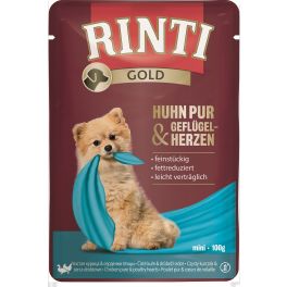 RINTI Gold Chicken Pure&Poultry hearts Mini saszetka kurczak i serca drobiowe dla psów ras małych 100 g