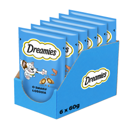 DREAMIES chrupiące przysmaki dla kota smaczki z łososiem 6x60 g (360 g)