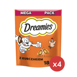 DREAMIES Mega Pack Chrupiące przysmaki dla kota o smaku kurczaka 4x180 g