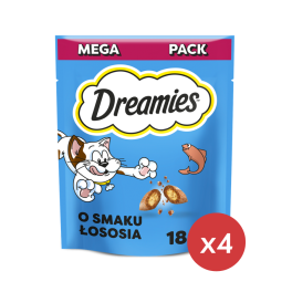DREAMIES Mega Pack Chrupiące przysmaki dla kota o smaku łososia 4x180 g