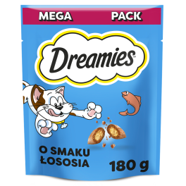 DREAMIES chrupiące przysmaki dla kota smaczki z łososiem 180g 
