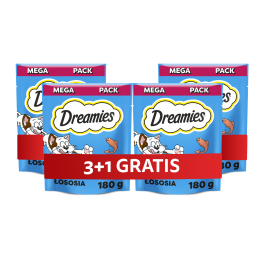 DREAMIES Mega Pack Chrupiące przysmaki dla kota o smaku łososia 4x180 g