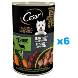 CESAR Natural Goodness w terynie 6x400 g bogata w jagnięcinę z dodatkiem marchewki, ziemniaków i szpinaku