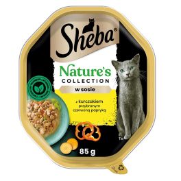 SHEBA Nature’s Collection tacka 85 g mokra karma pełnoporcjowa dla dorosłych kotów kawałki z kurczakiem w sosie