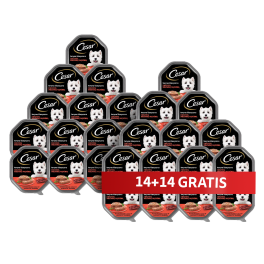 CESAR tacka 28 x 150 g mokra karma pełnoporcjowa dla dorosłych psów teryna z soczystą wołowiną i wątróbką 14+14 GRATIS