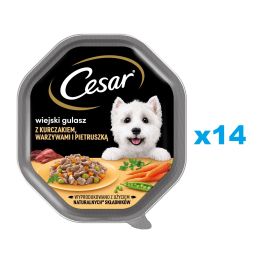 CESAR tacka 14x150 g mokra karma pełnoporcjowa dla dorosłych psów w sosie z kurczakiem warzywami i pietruszką