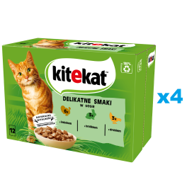 KITEKAT Delikatne Smaki saszetka 48x85 g mokra karma pełnoporcjowa dla dorosłych kotów z indykiem, królikiem i drobiem w sosie
