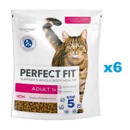 PERFECT FIT Adult 1+ 6x750 g sucha karma pełnoporcjowa dla dorosłych kotów bogata w świeżego łososia