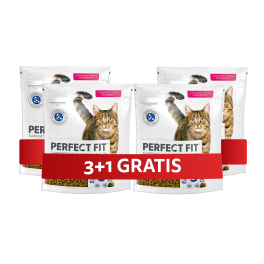 PERFECT FIT Adult 1+ 4 x 750 g sucha karma pełnoporcjowa dla dorosłych kotów bogata w świeżego łososia 3+1 GRATIS