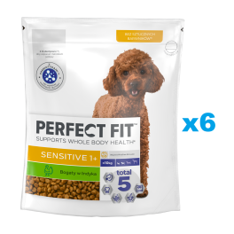 PERFECT FIT Sensitive 1+ sucha karma pełnoporcjowa dla dorosłych psów małych ras bogata w indyka 6x825 g