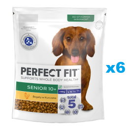 PERFECT FIT Senior 10+ sucha karma pełnoporcjowa dla psów małych ras powyżej 10 lat bogata w kurczaka 6x825 g
