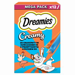 DREAMIES Creamy kremowy przysmak dla kota kurczak łosoś 12x10 g (120 g)