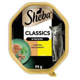 SHEBA Classics tacka 85 g mokra karma pełnoporcjowa dla dorosłych kotów z kaczką i kurczakiem w terynie
