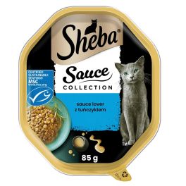 SHEBA Sauce Collection tacka 85 g mokra karma pełnoporcjowa dla dorosłych kotów kawałki z tuńczykiem w sosie