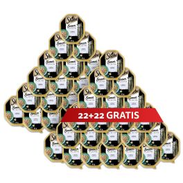 SHEBA Sauce Collection tacka 44 x 85 g mokra karma pełnoporcjowa dla dorosłych kotów kawałki z cielęciną w sosie 22+22 GRATIS