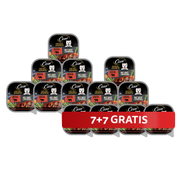 CESAR Natural Goodness Mus tacka 14 x 100 g mokra karma pełnoporcjowa dla dorosłych psów z wołowiną, przybraną fasolką szparagową, marchewką i jagodami 7+7 GRATIS