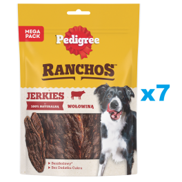 PEDIGREE Ranchos Jerkies 7x180 g bezzbożowa karma uzupełniająca dla dorosłych psów z wołowiną