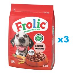 FROLIC Naturally Irresistible 3x2,6 kg półwilgotna karma dla psów ze świeżą wołowiną