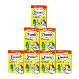 DREAMIES Creamy MEGA PACK karma uzupełniająca z serem i z kocimiętką 7 x 12x10 g