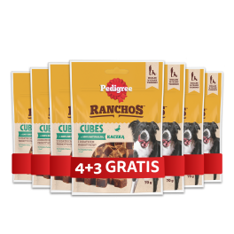 PEDIGREE Ranchos Cubes 7 x 70 g karma uzupełniająca dla dorosłych psów z kaczką 4+3 GRATIS