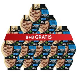 SHEBA Filets z kurczakiem i tuńczykiem w sosie 16 x 60 g mokra karma dla kotów 8+8 GRATIS