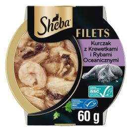 SHEBA Filets z kurczakiem, rybami oceanicznymi i krewetkami w sosie 60 g mokra karma dla kotów