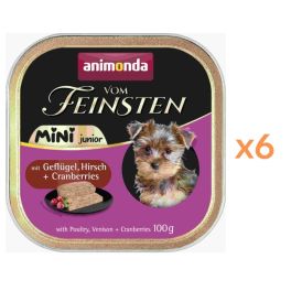 ANIMONDA Vom Feinsten Mini Junior z drobiem, dziczyzną i żurawiną 6x100g mokra karma dla szczeniąt małych ras