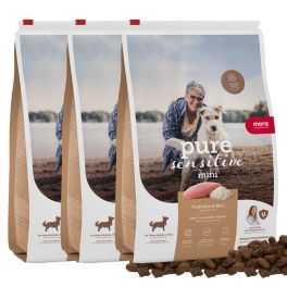 MERA Dog Pure Sensitive Adult Mini Turkey Rice 3x4 kg indyk i ryż, sucha karma dla wrażliwych psów małych ras