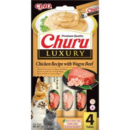 INABA Churu Cat Luxury kremowy przysmak dla kota z kurczakiem i wołowiną wagyu 4x14 g