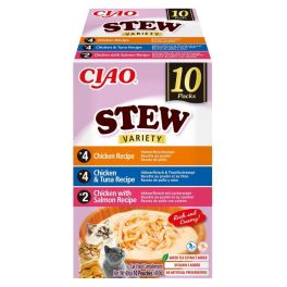 INABA Cat Ciao Stew Creamy Variety 10x40g mix przysmaków z kurczakiem, tuńczykiem i łososiem w kremowym sosie