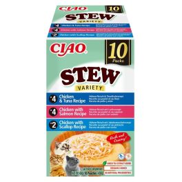 INABA Cat Ciao Stew Creamy Variety 10x40g mix przysmaków z kurczakiem, rybą i przegrzebkami w kremowym sosie