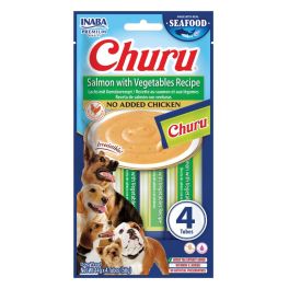 INABA Dog Churu Fish Based Salmon with Vegetables Recipe 4x14g kremowe przysmaki z łososiem i warzywami dla psów