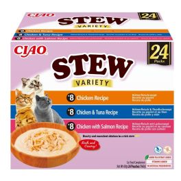 INABA Cat Ciao Stew Creamy Variety 24x40g mix przysmaków z kurczakiem, tuńczykiem i łososiem w kremowym sosie
